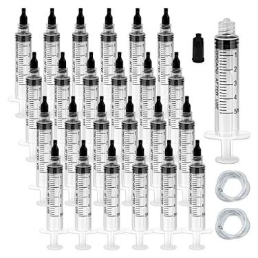 Imagem de Omawrf Pacote Com 30 Seringas Plásticas Estéreis De 5 Ml, Embalagem Individual (Sem Agulha), Luer Lock Adaptador Tampa, Tubo Macio, Medição Para Laboratórios Científicos, Líquidos, Alimentação Anima