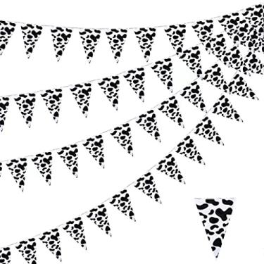 Imagem de Lousuip Banners Com Estampa De Vaca 78,7 Pés, Padrão Bandeirinhas, Suprimentos Para Festa Aniversário, Fazenda Decorações Temáticas Chá Bebê Tema Cowboy Ocidental (Pacote 3)