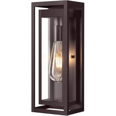 Imagem de Slypadan Luminária Externa Grande De Bronze Polido A Óleo 15", Arandelas Em Formato Globo, Modernas À Prova D'Água Com Cúpula Vidro Transparente Para Porta Da Frente, Varanda, Garagem, 1 Pacote