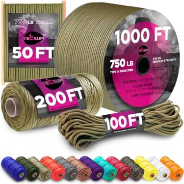 Imagem de TECEUM Paracord Tipo Iv 750 Lb Coyote Marrom, 200 Pés, 4 Mm, Nylon Tático Militar-Especificação Paraquedas, Corda De Sobrevivência, Cabo Emergência 11 Fios, Núcleo Edc, Camping, Caminhada, Equipamen