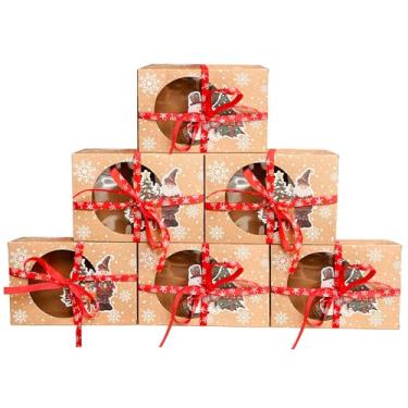 Imagem de HDFSP Pacote Com 12 Caixas Grandes Para Biscoitos De Natal, Presente Padaria Janela, Recipientes Embalagem Alimentos Kraft Cupcakes Dar Lembrancinha Festa