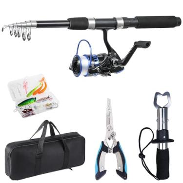Imagem de Tripquips Vara De Pesca, Telescópica E Carretilha, Conjunto Giratório Pré-Carregado 13+1Bb Com Alicate Pinça, 6,9 Pés (Xt30 Azul)