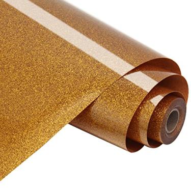 Imagem de Bonnyhtv Vinil De Transferência Térmica Htv Com Glitter, Para Passar A Ferro Cricut E Silhouette Cameo, Camisetas 30,5 Cm X 6 M (30,5 M, - Glitter Dourado Escuro)