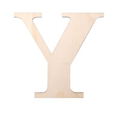 Imagem de KOOCHOICE Letras De Madeira 12", Para Decoração Parede, 1/5" Em Branco, Casa Inacabada, Pintura Faça Você Mesmo (Letra Y)