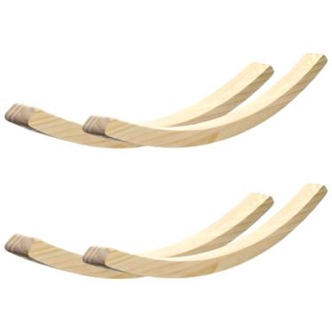 Imagem de Wonderjune 2 pares de cadeiras de balanço de madeira de carvalho curvadas pernas de madeira pernas curvas pés bar cadeira banco de balanço
