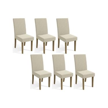 Imagem de Cadeira de Cozinha 2CAD131FR Kit 6 Un Freijó/Linho Bege A019 - Kappesberg