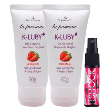 Imagem de 2 K-LUBY Gel Corporal pra Massagem Umectante Beijável Morango + 1 Óleo