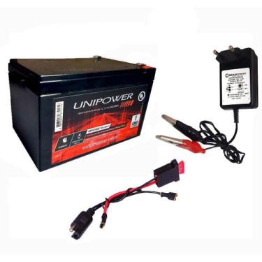 Imagem de KIT Bateria 12v 12ah Gel + Chicote + Carregador 12V Led - UNIPOWER