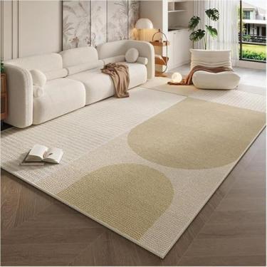 Imagem de Tapete de veludo cristalino simples estilo creme para sala de estar, mesa de centro, decoração de quarto, tapete para estudo e vestiário (100x150 cm, 40x59 polegadas/SJR-15)