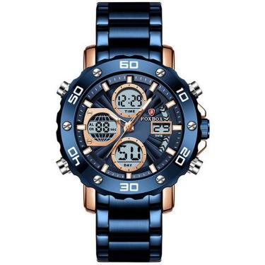 Imagem de Relógio Digital Masculino De Quartzo Esportivo Militar Em Aço Inoxidavel Impermeavel Azul