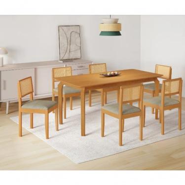 Imagem de Mesa Alegra 6 Cadeiras Jade 1,80 Linho Cinza Jcm - Cinamomo