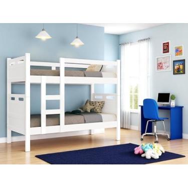 Imagem de Beliche Robusto C/ 2 Colchões Confortáveis Cama para meninos e meninas- Kit Completo cor: BRANCO