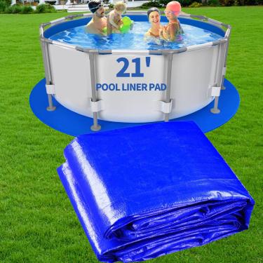 Imagem de Amortherapie Almofada de revestimento de piscina redonda para piscinas acima do solo, tapete de piscina ao ar livre com proteção de revestimento, evita perfurações e protege o chão da piscina (53 cm