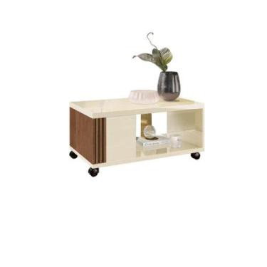 Imagem de Mesa de Centro PT Com Rodízios Cor Off White / Nogueira