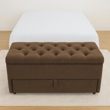 Imagem de Puff Baú Gaveta (sapateiro infantil) 90x50x45cm Na cor Marrom Tecido V