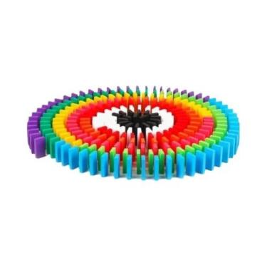 Imagem de Blocos De Dominó De Madeira Arco-íris Para Crianças, 100 Peças, Brinqu