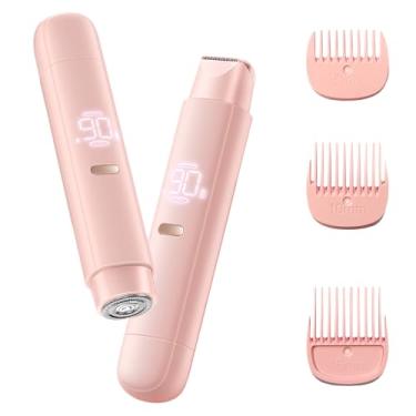 Imagem de Aparador de biquíni para mulheres, barbeador elétrico 2 em 1 para mulheres, pelos pubianos, axilas, visor de LED recarregável, aparador elétrico