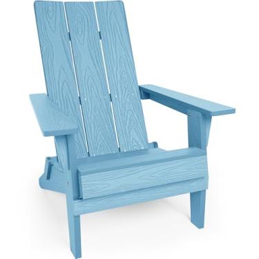 Imagem de YEFU Cadeira de plástico Adirondack moderna, dobrável, expansão/atualização de loja, desbloqueada, resistente ao clima, cadeiras de madeira poli empilhadas, amplamente utilizadas em pátios externos,