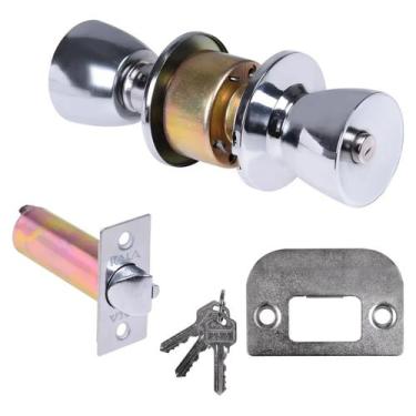 Imagem de Fechadura para Porta Divisória Cilíndrica 90mm Aço Inox Polido Kala