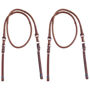 Imagem de Rédea rabo de tatu Trançada De Couro para cavalo - selaria shopping do