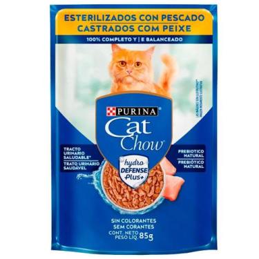 Imagem de Ração Úmida Sachê Cat Chow para Gatos Castrados Sabor Peixe 85g - Puri