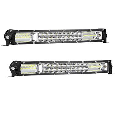 Imagem de SAN YOUNG Barra De Luz Led Fina 12" Para Caminhão, 12V 24V 120W 10000Lm, Trator Trabalho Fileira Dupla, Atv, Utv, Rv, Rzr, Soprador Neve, Carrinho Golfe, Cortador Grama Automotivo, Pacote Com 2