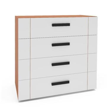 Imagem de Cômoda Lisboa 4 Gavetas Branca e Freijó - Modern