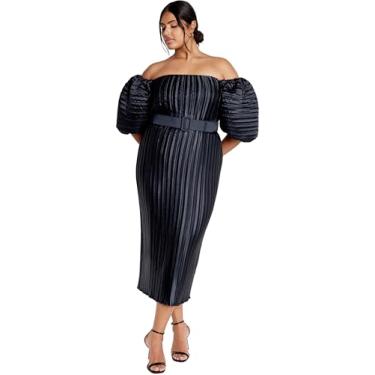 Imagem de CITY CHIC Vestido plus size Krista plissado, Meia-noite, 48