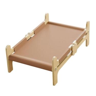 Imagem de Bothyi Cama elevada de madeira para cães, cama para animais de estimação, filhotes, portátil, respirável, berço para dormir, gatos, berço para terraços ao ar, Marrom