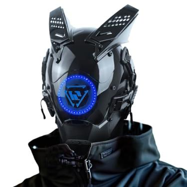 Imagem de Punk LED Mask with Blue Light, Futuristic Punk Mask for Men DIY Cool helmet for Halloween,Cosplay