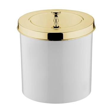 Imagem de Lixeira c/tampa 5 litros branco/dourado - Future | Com sistema que esconde o saco de lixo