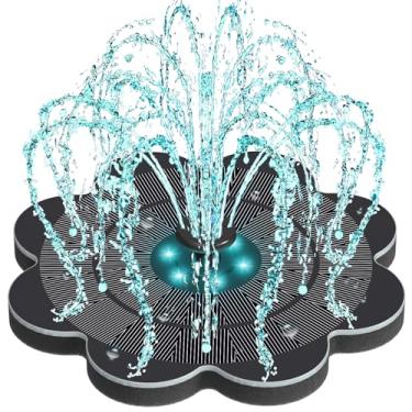 Imagem de Yzert Fonte solar com bateria de 2000 mAh e luzes LED coloridas em formato de flor, bomba de fonte de água de energia solar de 3,5 W 2025 para banho de pássaros, ao ar livre, jardim, piscina, lagoa