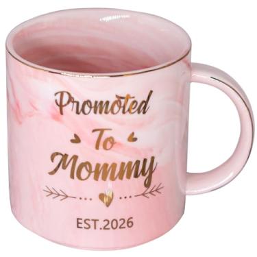 Imagem de Mugpie Caneca de café Promoted to Mommy 2026 Gift - Presentes de aniversário engraçados para mamãe irmã melhor amiga - Presentes de Natal para Dia das Mães de Filha Filho Irmão BFF - Presente de Chá