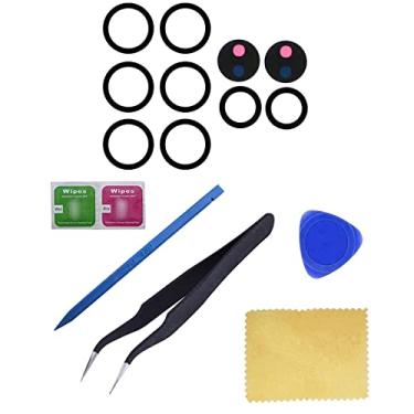 Imagem de Ubrokeifixit Capa de lente de vidro traseira traseira para Galaxy S22 Ultra 5G para Samsung Galaxy S22 Ultra 5G 6,8 polegadas SM-S908, com fita (S22 Ultra 5G/Preto/2 conjuntos)