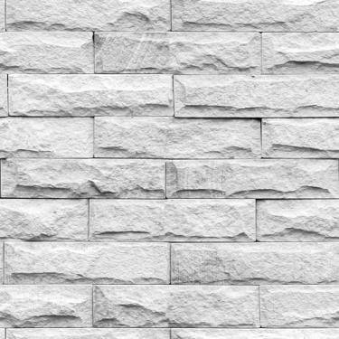 Imagem de Papel De Parede Adesivo Efeito Pedras Tijolinho Branco Cinza Claro 12m