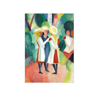 Imagem de Pinturas Famosas em Tela-Quadros Decorativos-Girls in Yellow Hat-Pôster e Impressões para Sala de Estar e Casa 50x70cm20x27in Sem Moldura