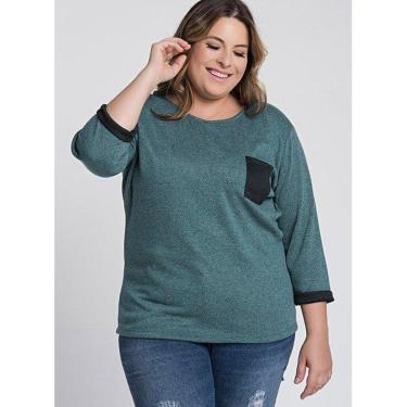 Imagem de Blusão Feminino Plus Size Malha Tricot Luréx Bolso Frente - Ki Beleza-Feminino