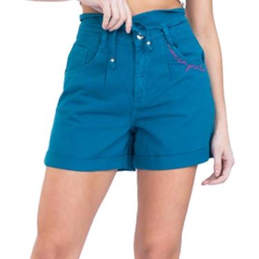 Imagem de Bermuda Jeans Onça Preta Color Bordado V23 Azul Feminino-Feminino