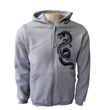 Imagem de Blusa Moletom Plus Size Masculino Ziper e Capuz Dragão Chinês XG ao XG
