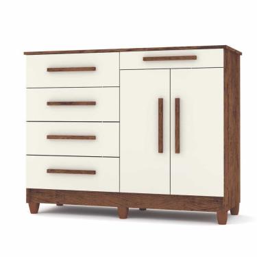 Imagem de Cômoda Sapateira 5 Gavetas 2 Portas Sirius Imbuia Champanhe