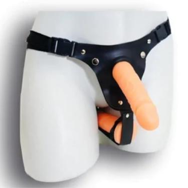 Imagem de Cinta Peniana Dupla Penetração Plus Size Furo 3,5cm, sex shop cintaralho couro