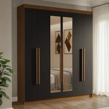 Imagem de Guarda-roupa Casal 6 Portas Batentes Com Espelho Madesa
