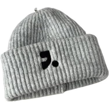 Imagem de Gorro Chapéu 2pcs Unisex Big Head Chapéu De Malha Mulheres Inverno Simples Bordado Engrossar Gorro Quente Masculino Ao Ar Livre Casual Earflaps Boné, White