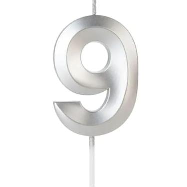Imagem de Vela de Aniversario Design Prata Perolizada (Numero 9)