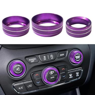 Imagem de Clwalny 3 peças de capa de botão de interruptor de ar condicionado AC, anel de botão de controle de volume de rádio com acabamento de liga de alumínio, acessórios interiores de carro para Dodge