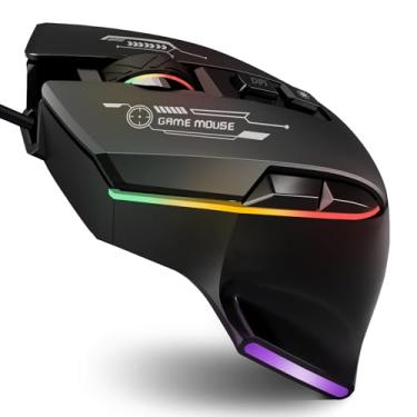 Imagem de AooKoNi Mouse para jogos, mouse para jogos com fio com retroiluminação RGB, 7200DPI ajustável, mouse para jogos de PC com 7 botões macro rogramáveis, mouse ergonômico para PC, desktop, Mac, laptop