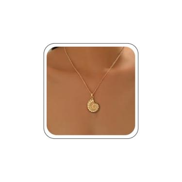 Imagem de TseanYi Colar com pingente de concha dourada e corrente de concha vintage, colares com pingente de praia, joias de verão e praia