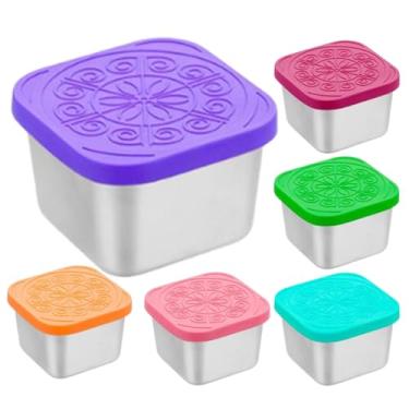 Imagem de Recipiente Para Molho De Salada | 6 Peças Reutilizáveis Para Molhos - Copos Para Condimentos Em Aço Inoxidável Para Cozinha Local De Trabalho Piquenique