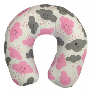 Imagem de Almofada descanso para pescoço tamanho adulto com enchimento fibra siliconadaAlmofada descanso para pescoço tamanho adulto com enchimento fibra siliconada (nuvenzinha rosa)