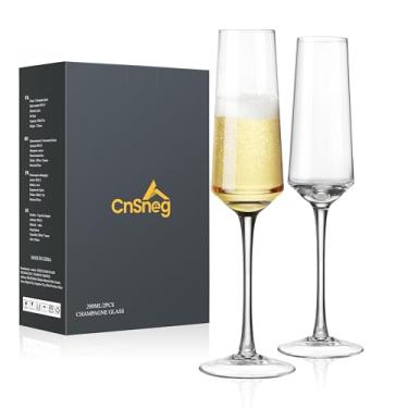 Imagem de CnSneg Conjunto De 2 Taças De Cristal Para Champanhe, Taças De Champanhe Sopradas À Mão De 7 Oz, Taças De Mimosa Para Casamento, Natal